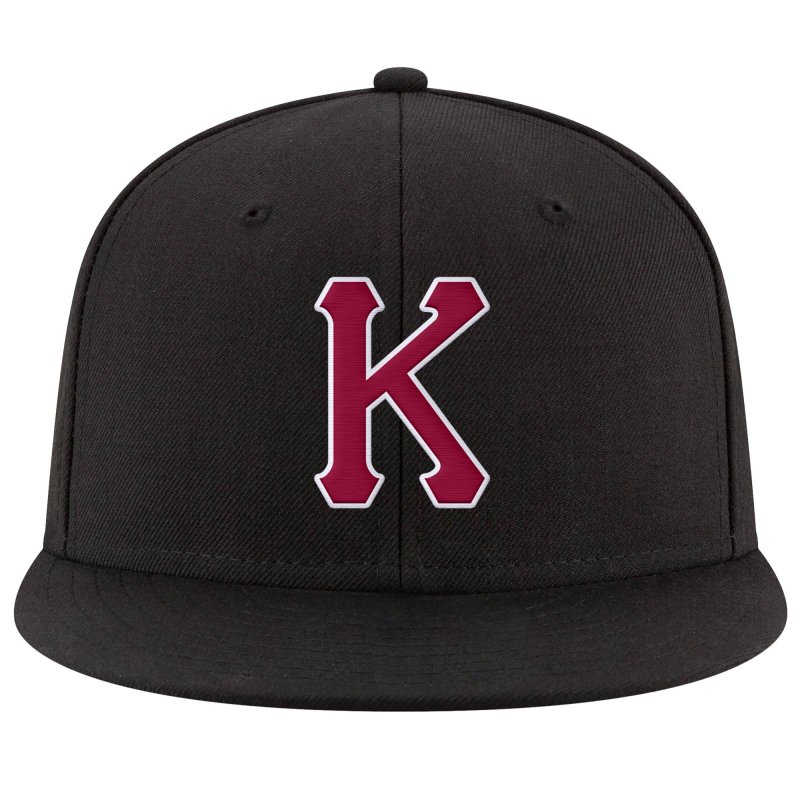 Custom Black Crimson-White Stitched Adjustable Snapback Hat