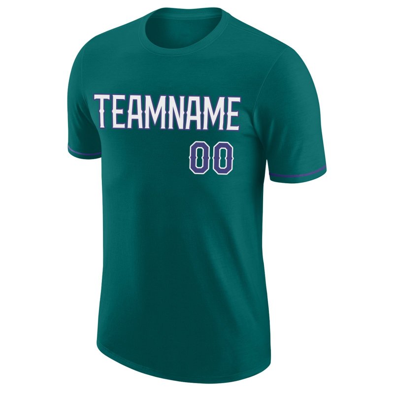 Men's Custom Aqua Purple-White Performance T-Shirt