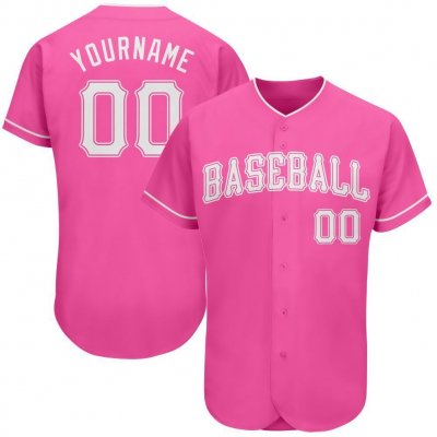 Men's Custom Pink White Authentic Baseball Jersey