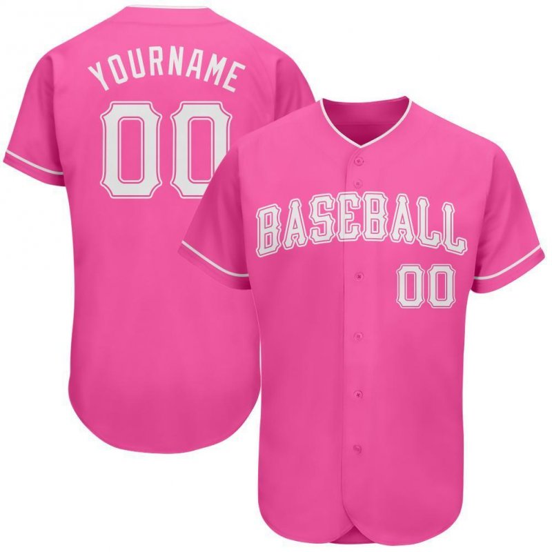 Men's Custom Pink White Authentic Baseball Jersey
